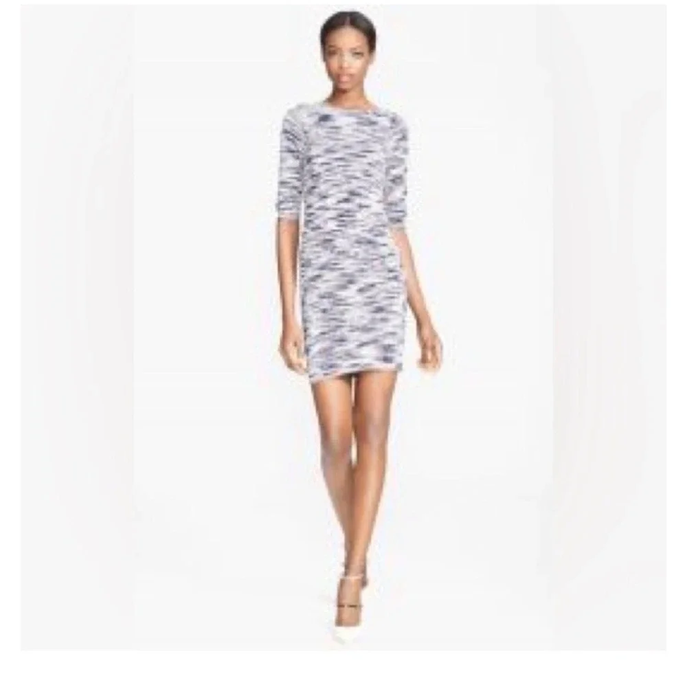Alice + Olivia‎ Knit Sweater Dress Women XS Navy White Bodycon Quiet Luxury